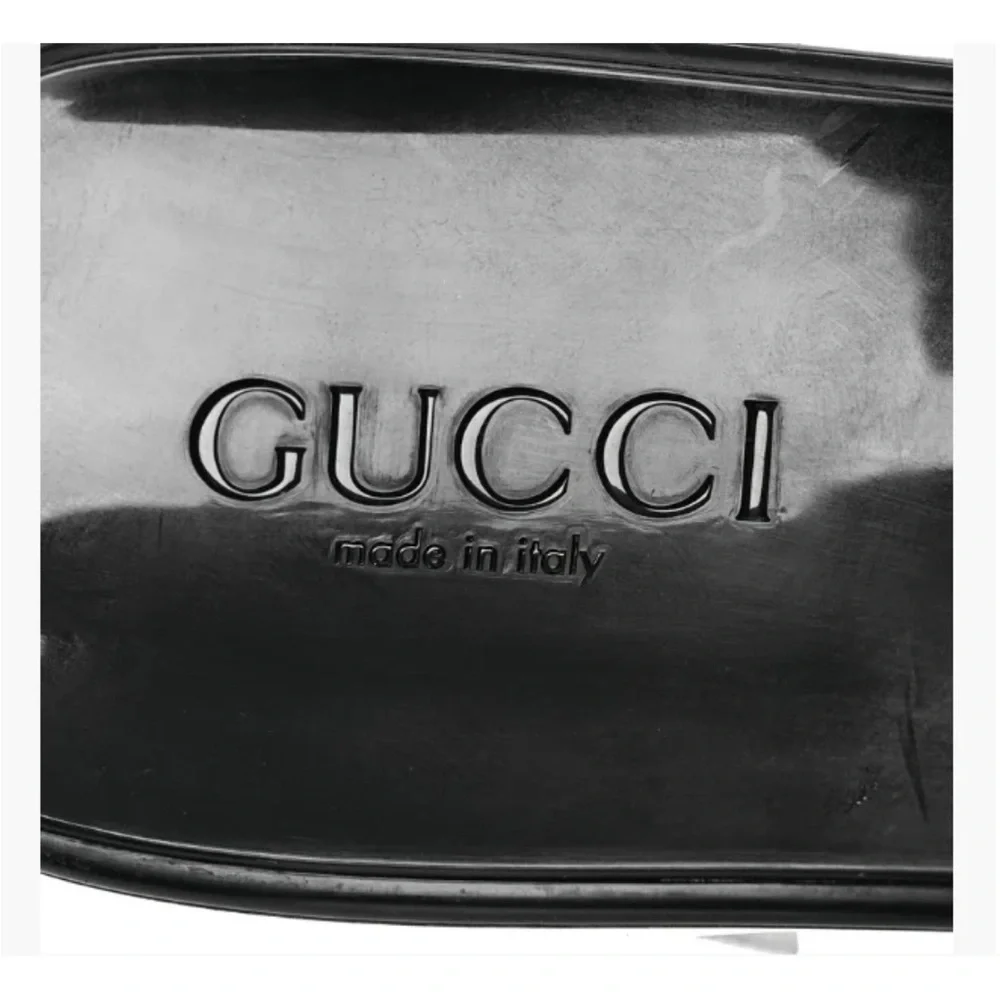 Gucci Women’s Black Nero Rubber Logo GG Slide Sandals 60MM Size 10 NIB - Picture 9 of 11